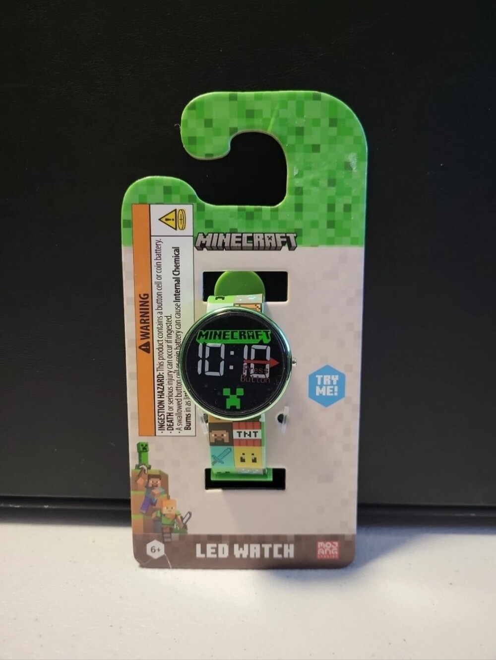 Minecraft LED Watch With Round Caseand Printed Silicone Strap T24